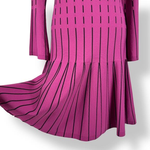 Prabal Gurung Womens Stripe Off The Shoulder Knit Dress Size 6 Raspberry - Picture 5 of 15